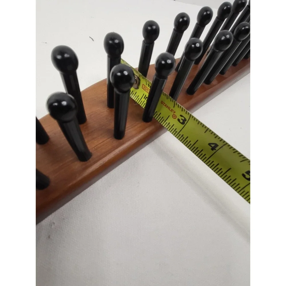 Vintage Wood Wall Mounted Tie Rack 30 Peg Belt Organizer Closet Storage Brown